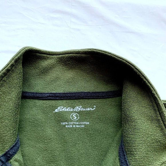 Eddie Bauer Sweater Mens Small Green 1/4 Zip Mock Pullover Long Sleeve Outdoor - Picture 3 of 12